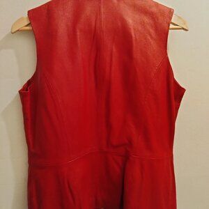 A Lined Red Leather Pant and Vest Set!